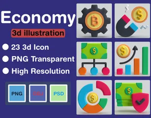 Wirtschaft 3D Icon Pack