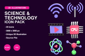 Wissenschaft und Technik 3D Icon Pack