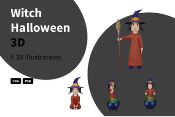 Witch Halloween 3D Illustration Pack