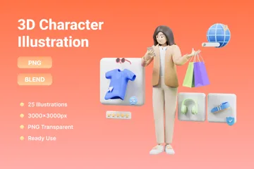 Woman Character 3D Illustration Pack