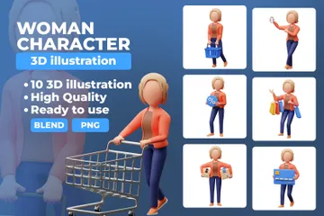 Woman Character 3D Illustration Pack