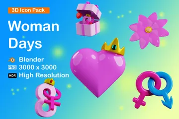 Woman Day 3D Icon Pack