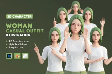 Woman Half Body 3D Illustration Pack