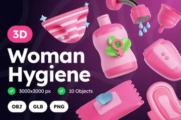 Woman Hygiene 3D Icon Pack