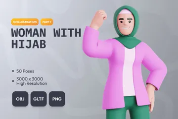 Woman With Hijab Part 1 3D Illustration Pack