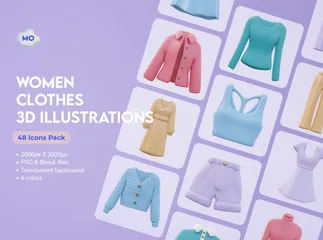 Women Clothes 3D Icon Pack