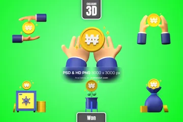 Won Coin 3D Illustration Pack