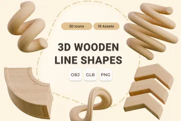 Wooden Line Shape 3D Icon Pack