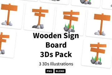 Wooden Sign Board 3D Icon Pack