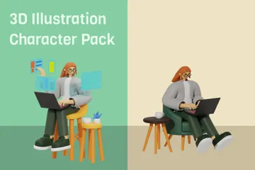 Work From Anywhere 3D Illustration Pack