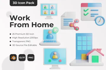 Work From Home 3D Icon Pack