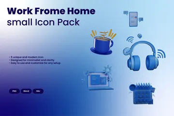 Work From Home 3D Icon Pack