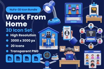 Work From Home 3D Icon Pack