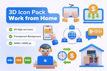 Work From Home 3D Icon Pack