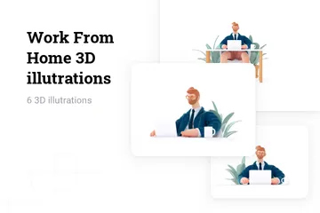 Work From Home 3D Illustration Pack