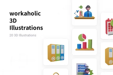 Workaholic 3D Illustration Pack