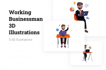 Working Businessman 3D Illustration Pack