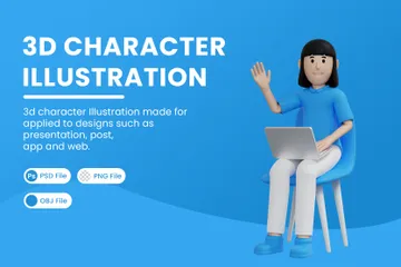 Working Woman Character 3D Illustration Pack