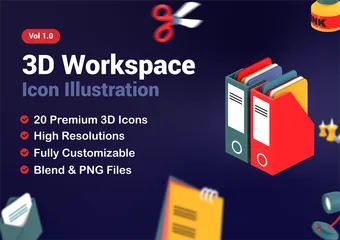 Workspace Stationary 3D Illustration Pack