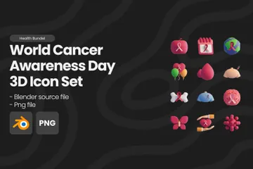 World Cancer Awareness Day 3D Icon Pack