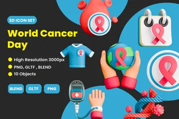 World Cancer Day 3D Icon Pack