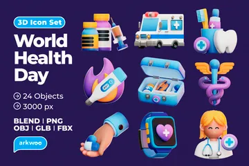 World Health Day 3D Icon Pack