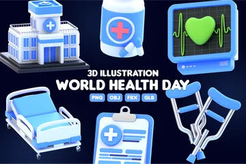 World Health Day 3D Icon Pack