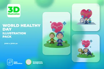 WORLD HEALTHY DAY 3D Illustration Pack