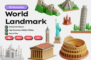 World Landmark 3D Icon Pack