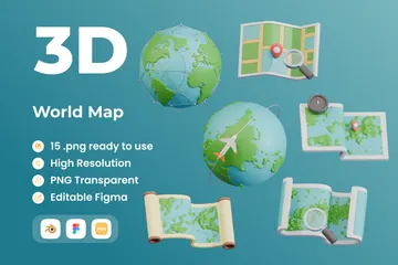 World Map 3D Icon Pack