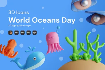 World Oceans Day 3D Icon Pack