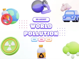 세계 오염 3D Icon 팩