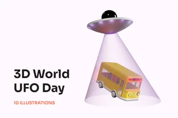 World UFO Day 3D Illustration Pack