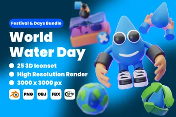 World Water Day 3D Icon Pack