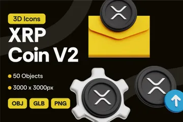 XRP Crypto Coin V2 3D Icon Pack