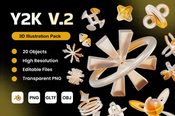 Y2K Abstract Shape 3D Icon Pack
