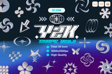 Y2K Abstract Shape 3D Icon Pack