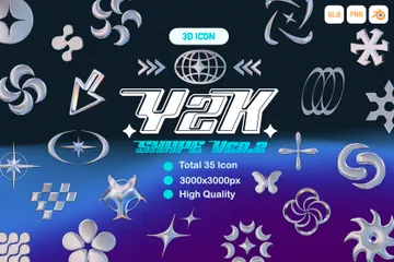 Y2K Abstrakte Form 3D Icon Pack