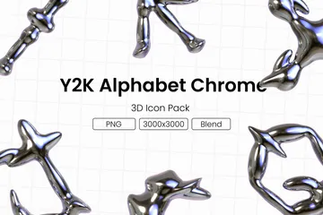 Y2K 알파벳 크롬 3D Icon 팩