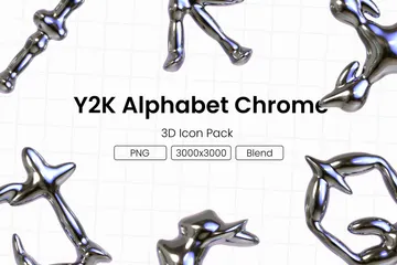 Y2K Alphabet Chrome 3D Icon Pack