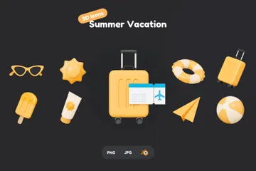 Yellow Summer Vacation 3D Icon Pack