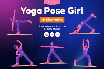 Fille de yoga Pack 3D Icon