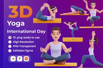 Yoga International Day 3D Illustration Pack