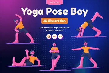 Garçon de pose de yoga Pack 3D Icon