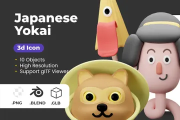 Yokai tradicional japonés Paquete de Icon 3D