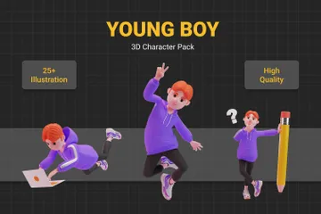 Young Boy Character 3D Illustration Pack