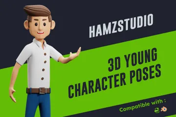 Young Character Poses 3D Illustration Pack
