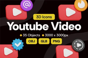 Youtube Video 3D Icon Pack