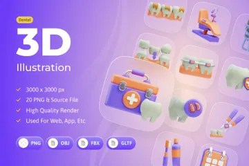 Zahnmedizin 3D Icon Pack