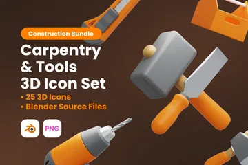 Zimmerei und Werkzeuge 3D Icon Pack